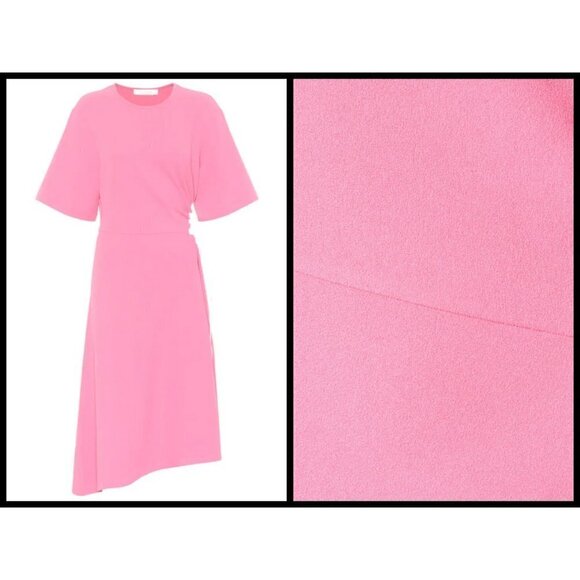 💕SEE BY CHLOE💕 Cut-Out Dress ~ Dazzling Pink Small Midi Length Crepe - Picture 11 of 16